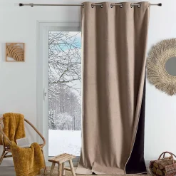Rideau thermique phonique et semi occultant KONFOR (140x180 cm - Beige)