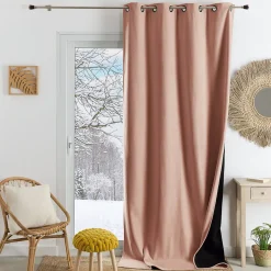 Rideau thermique phonique et semi occultant KONFOR (140x260 cm - Rose)