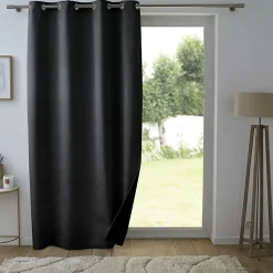Rideau thermique phonique 140 x 260 cm 100% occultant/velours relief shadow Noir