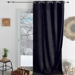 Rideau thermique phonique et semi occultant KONFOR (140x300 cm - Noir)