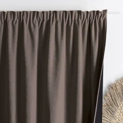 Rideau thermique phonique et semi occultant à galons fronceurs KONFOR (140x260 cm - Taupe)