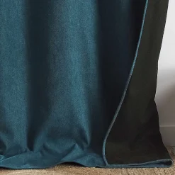 Rideau thermique phonique et semi occultant KONFOR (140x260 cm - Bleu Paon)