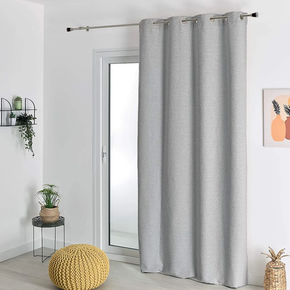 Rideau thermique semi-occultant bouclette (140x260 cm - Gris clair)