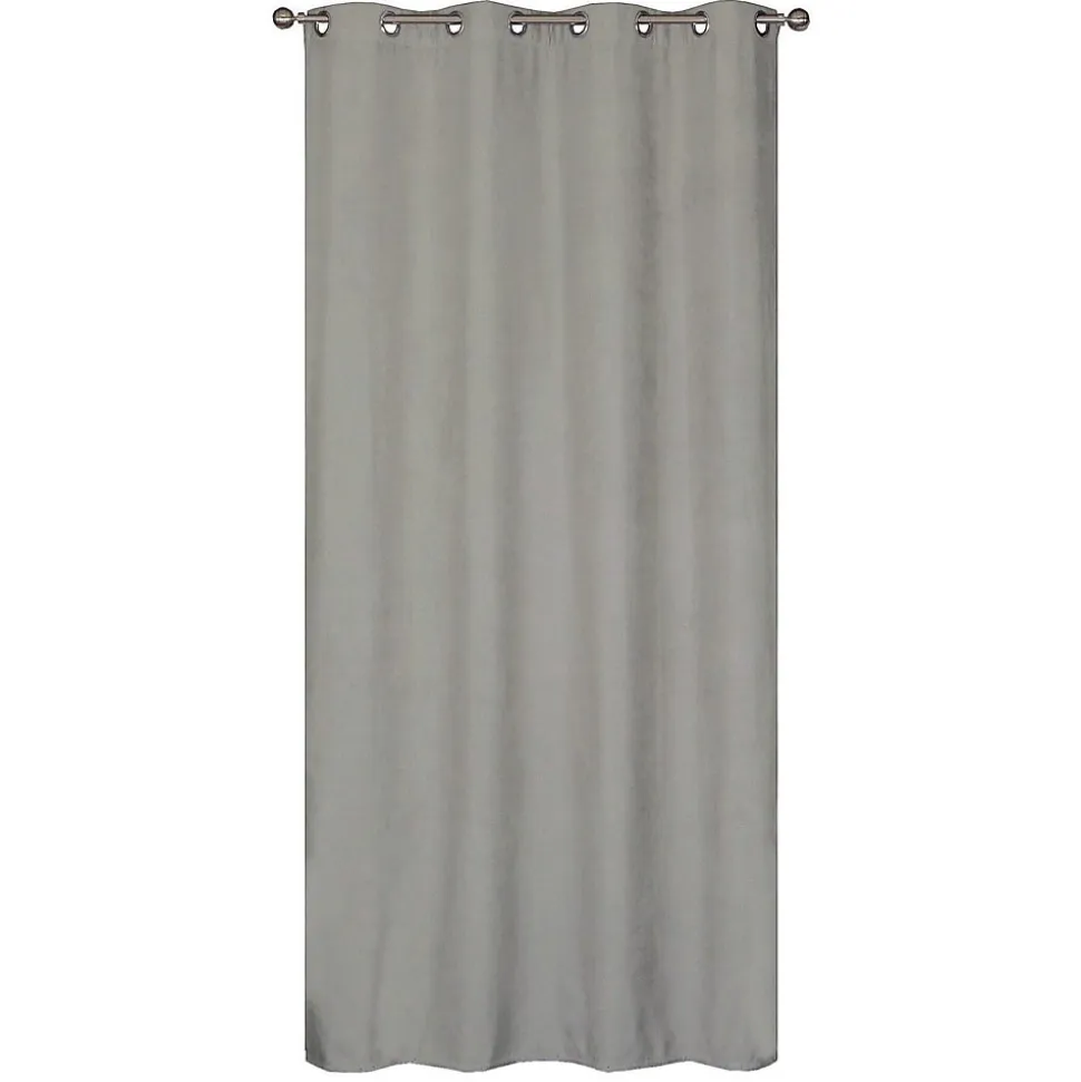 Rideau Thermique suédine doublé polaire 140x240cm, Prêt a Poser, Gris