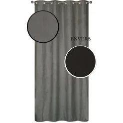 Rideau Thermique suédine doublé polaire 140x240cm, Prêt a Poser, Gris anthracite