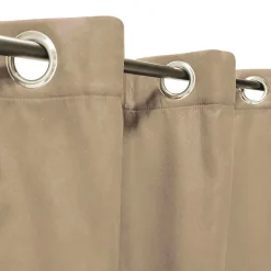 Rideau Thermique suédine doublé Polaire 140x180cm, Prêt à Poser Spécial petite hauteur, Taupe