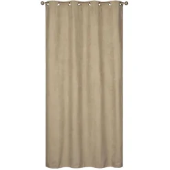 Rideau Thermique suédine doublé Polaire 140x180cm, Prêt à Poser Spécial petite hauteur, Taupe