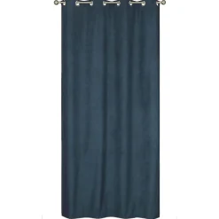 Rideau Thermique suédine doublé polaire 140x240cm, Prêt a Poser, Bleu pétrole