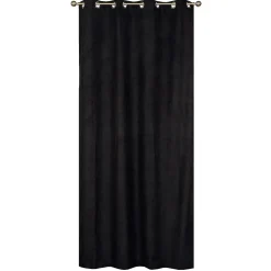 Rideau Thermique suédine doublé polaire 140x240cm, Prêt a Poser, Noir