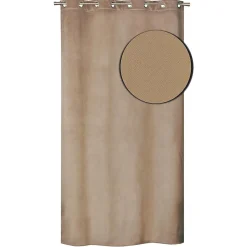 Rideau Thermique Velours frappé doublé polaire à œillets 140x240cm prêt a poser, Taupe