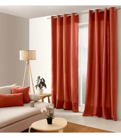 Rideau uni 100% coton - 135x240cm - Terre cuite