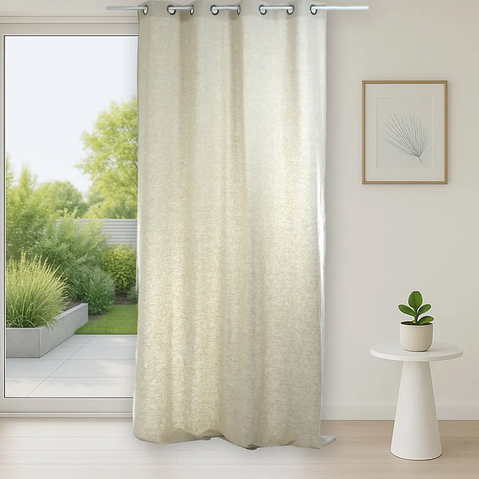 Rideau Uni en Lin lavé (140x250 cm - Beige)