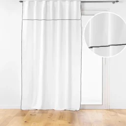 Rideau voilage surfilé passants cachés (140x240 cm - Blanc)