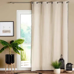 Rideau 140x240cm finition biais noir - 140x240cm - Lin