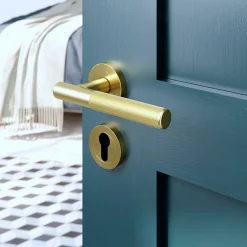 Rosace de fonction rond à visser GoodHome Duod effet laiton satin or Ø50mm