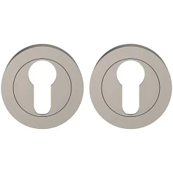Rosace de fonction rond à visser cylindre GoodHome Duod effet nickel satin gris Ø50mm