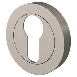 Rosace de fonction rond à visser cylindre GoodHome Duod effet nickel satin gris Ø50mm