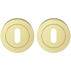 Rosace de fonction rond à visser à serrure GoodHome Duod effet laiton or Ø50mm