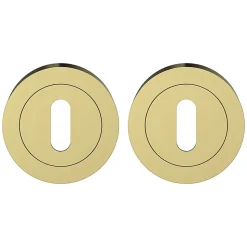 Rosace de fonction rond à visser à serrure GoodHome Duod effet laiton satin or Ø50mm