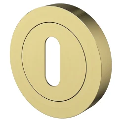 Rosace de fonction rond à visser à serrure GoodHome Duod effet laiton satin or Ø50mm