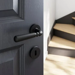 Rosace de fonction rond à visser à serrure GoodHome Duod mat noir Ø50mm