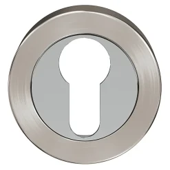 Rosace de fonction rond à visser GoodHome Duod Zamac effet chrome et nickel satin gris Ø52mm