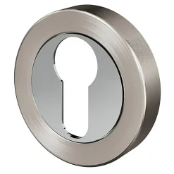 Rosace de fonction rond à visser GoodHome Duod Zamac effet chrome et nickel satin gris Ø52mm