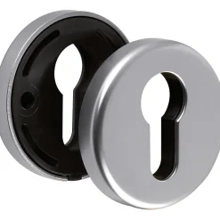 Rosace ronde aspect inox - Clé I - Cortina et Verona - La paire - Hoppe et cie