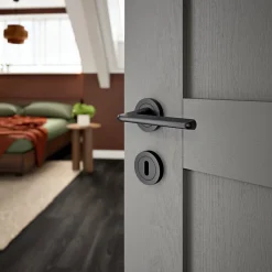 Rosaces de fonction rondes à visser, à serrure effet titane Ø50 mm GoodHome Duod