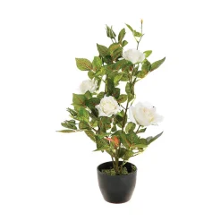 Rosier artificiel - pot en ciment - H50 cm - Rose- Atmosphera