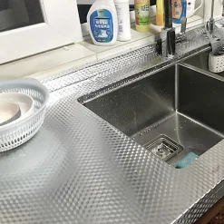 Rouleau adhésif aluminium au mètre - revêtement mural meuble de protection auto-adhésif étanche - 60cmx1m