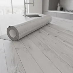 Rouleau adhésif bois blanc-gris au mètre - Autocollants Revêtement Adhésif Cuisine Meubles Salle de bain - 60cmx1m