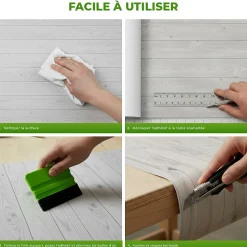 Rouleau adhésif bois blanc-gris au mètre - Autocollants Revêtement Adhésif Cuisine Meubles Salle de bain - 60cmx1m
