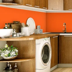 Rouleau adhésif décoratif Vinyle au Mètre - Sticker Lavable Imperméable Mur Cuisine Meubles - 60cmx1m - Orange