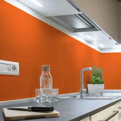 Rouleau adhésif décoratif Vinyle au Mètre - Sticker Lavable Imperméable Mur Cuisine Meubles - 60cmx1m - Orange