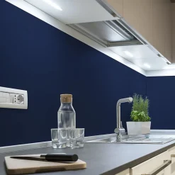 Rouleau adhésif décoratif Vinyle au Mètre - Sticker Lavable Imperméable Mur Cuisine Meubles - 60cmx1m - Bleu foncé
