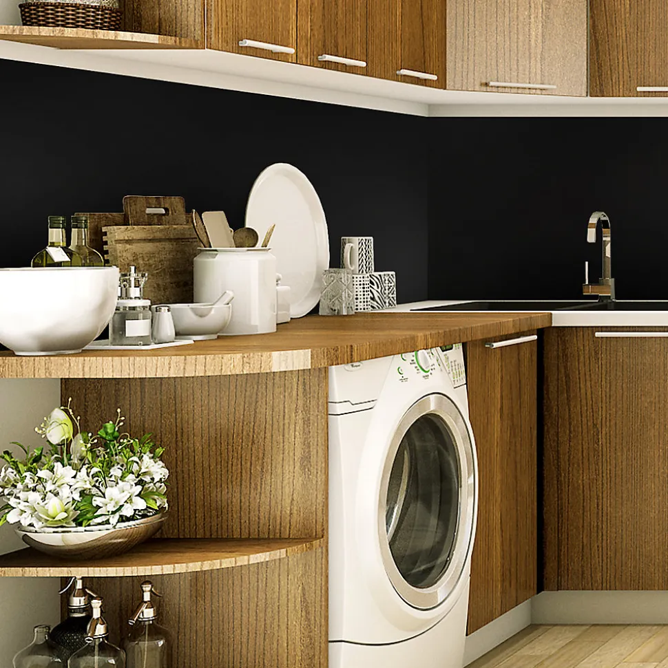 Rouleau adhésif décoratif Vinyle au Mètre - Sticker Lavable Imperméable Mur Cuisine Meubles - 60cmx1m - Noir