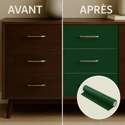 Rouleau adhésif Imperméable Vinyle au Mètre - Sticker Lavable Cuisine Meuble Armoire Porte - 60cmx2m - Vert foncé