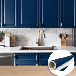 Rouleau adhésif Imperméable Vinyle au Mètre - Sticker Lavable Cuisine Meuble Armoire Porte - 60cmx1m - Bleu foncé