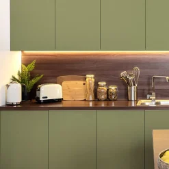 Rouleau adhésif Imperméable Vinyle au Mètre - Sticker Lavable Cuisine Meuble Armoire Porte - 60cmx1m - Vert olive