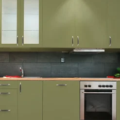 Rouleau adhésif Imperméable Vinyle au Mètre - Sticker Lavable Cuisine Meuble Armoire Porte - 60cmx1m - Vert olive