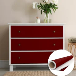 Rouleau adhésif Imperméable Vinyle au Mètre - Sticker Lavable Cuisine Meuble Armoire Porte - 60cmx2m - Bordeaux