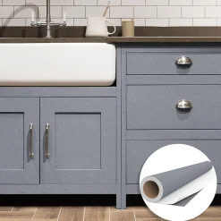 Rouleau adhésif Imperméable Vinyle au Mètre - Sticker Lavable Cuisine Meuble Armoire Porte - 60cmx1m - Argent