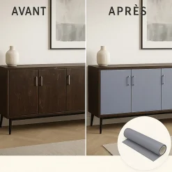 Rouleau adhésif Imperméable Vinyle au Mètre - Sticker Lavable Cuisine Meuble Armoire Porte - 60cmx1m - Argent