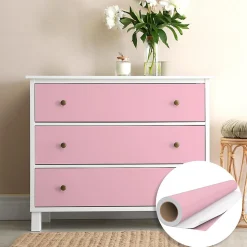 Rouleau adhésif Imperméable Vinyle au Mètre - Sticker Lavable Cuisine Meuble Armoire Porte - 60cmx1m - Rose poudre