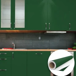 Rouleau adhésif Imperméable Vinyle au Mètre - Sticker Lavable Cuisine Meuble Armoire Porte - 60cmx1m - Vert foncé