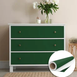 Rouleau adhésif Imperméable Vinyle au Mètre - Sticker Lavable Cuisine Meuble Armoire Porte - 60cmx1m - Vert foncé