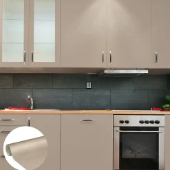 Rouleau adhésif Imperméable Vinyle au Mètre - Sticker Lavable Cuisine Meuble Armoire Porte - 60cmx10m - Taupe