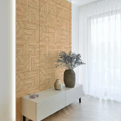 Rouleau revêtement adhésif vinyle au mètre - Sticker mural panneau de bois - TESSELLA - 60x100cm