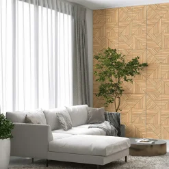 Rouleau revêtement adhésif vinyle au mètre - Sticker mural panneau de bois - TESSELLA - 60x100cm